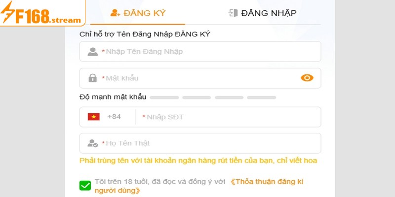 Đăng ký tài khoản game F168 đơn giản
